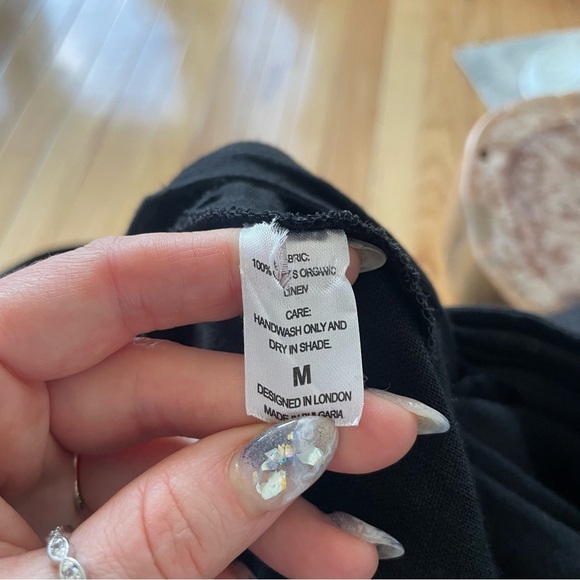 Casa | Raki Gaby Black Linen Knot Front Side Slit Midi Skirt EUC Size Medium - Picture 11 of 12